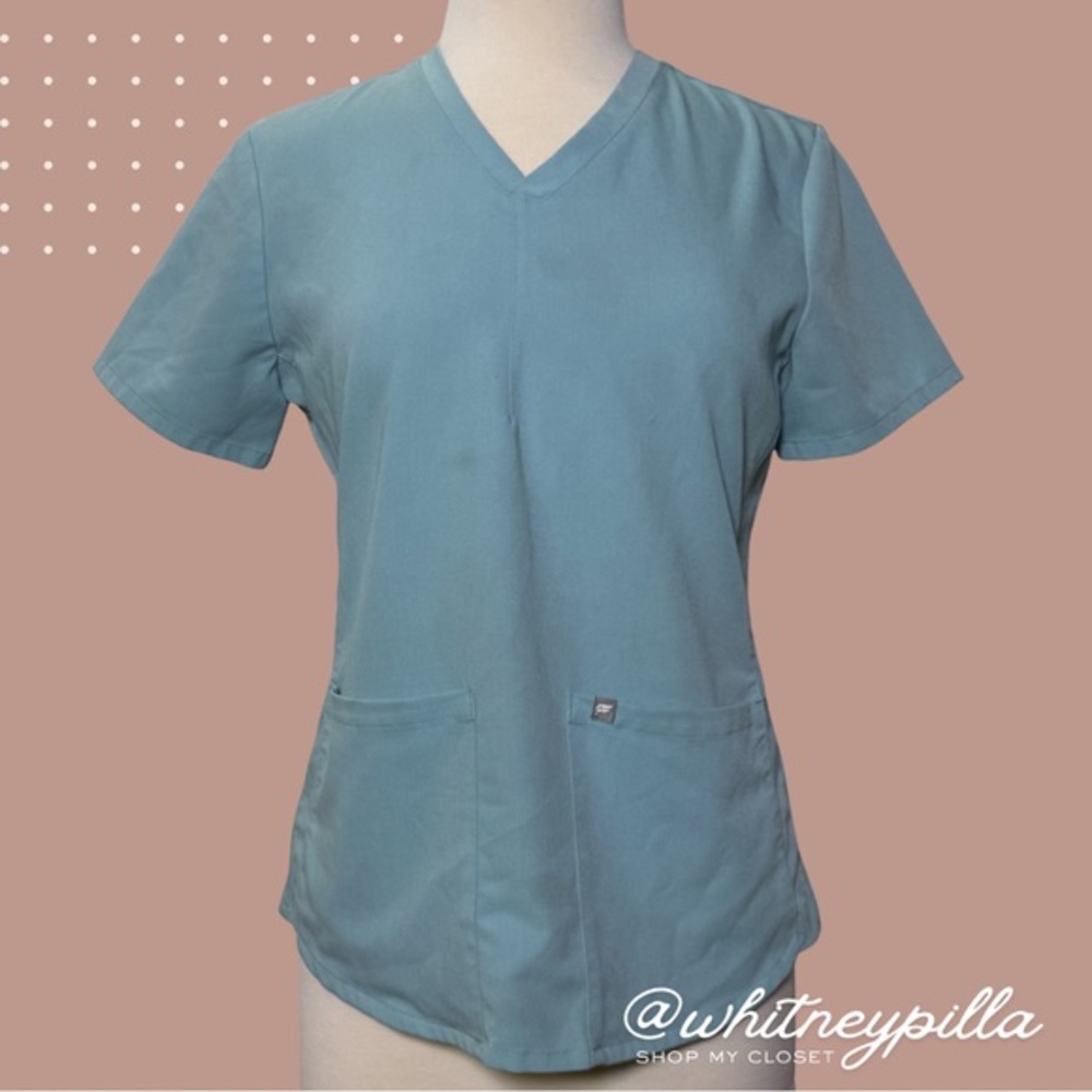 Fabletics Scrub Top Women's Short Sleeve V-Neck teal Blue size Small